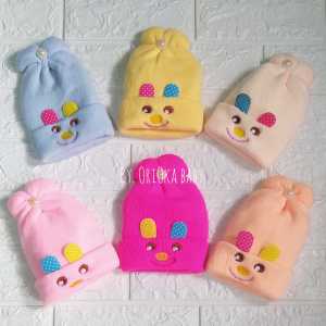 topi tissue rajut bayi baru lahir - Kupluk Bayi Laki-Laki Perempuan - Bahan Rajut Nyaman - Pilihan Warna (0-6 bulan)