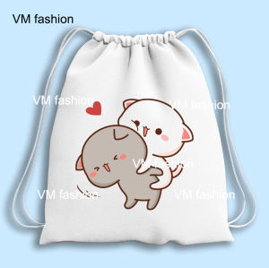 Tas Serut dan Totebag Kanvas Motif Mochi Lucu Bahan Kanvas Tebal Berkualitas