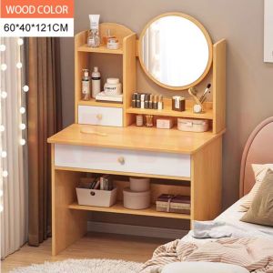 MYHOME White Dressing Table with LED Wooden Makeup Dresser Table Multi-functional Dresser European Style