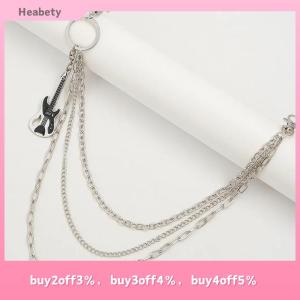 Heabety Multilayer Metal Guitar Pendant Pant Chain Hip Hop Waist Keychain Jeans Chain Women Trendy Jewelry Accessories Gifts