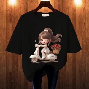 BAJU KAOS WANITA OVERSIZE BASIC LENGAN PENDEK PRINTING DTF VERPA PUTIH KATUN COMBED