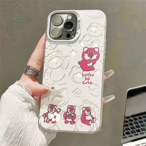 Upaitou Casing for IPhone 11 12 13 14 15 Pro Max 7 8Plus Xs Max X Xs Xr Cartoon Cute Doraemon Strawberry Bear Kuromi Lens Frame Anti Drop Phone Case Protection Back Cover