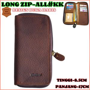 Dompet Panjang ZIP Kulit Lembu Original Zipper Long Wallet Top Layer Cow Leather Original Ready stock in Malaysia men long wallet leather kulit lembu asli