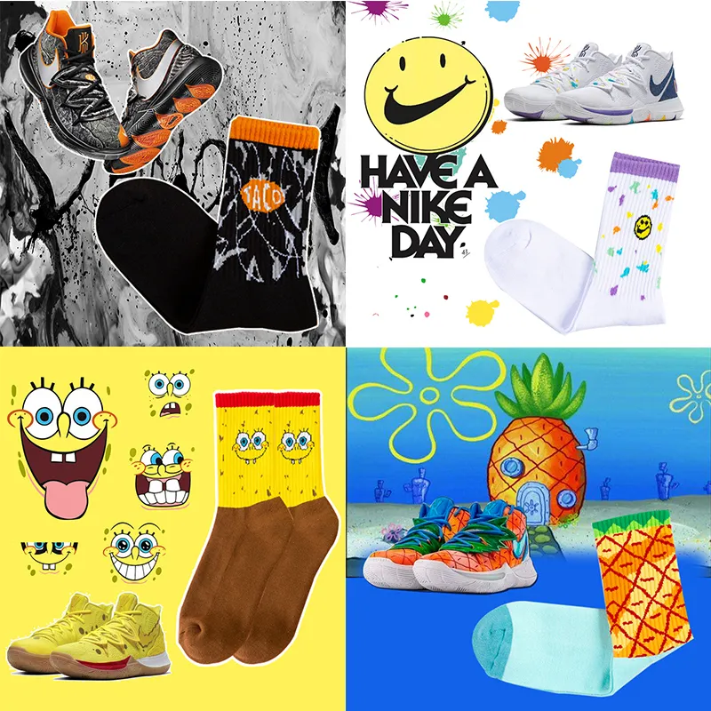 Kyries 5 x Spongebob Iconic Socks Mid Cut Unisex Socks 100 Cotton