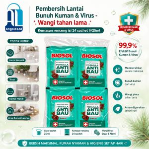 BIOSOL karbol extra wangi bunuh kuman virus renceng 24 sachet pel pembersih lantai wangi tahan lama