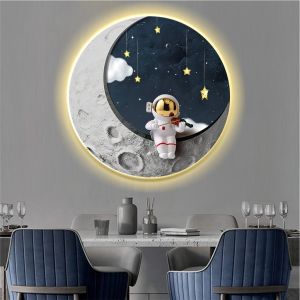 (100% ẢNH CHỤP) Tranh treo tường đèn led phi hành gia chơi đàn uv mặt mica sáng bóng kèm đinh