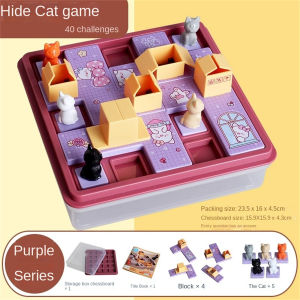 Hidden Cat Puzzle Challenge Board Game Cat Express Box Challenge Childrens Space Planning Logical Thinking Training Desktop Toy