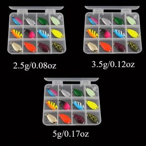 NALANILI 12PCS loại Mồi câu cá hồi Spinner Wobbler Câu cá bằng cần lắc Móc câu Jig Muỗng loại Phụ Kiện Câu Cá