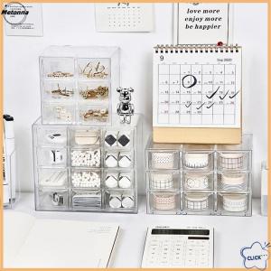 Follow Get More【Metonna】 Organizer Jewelry Organizer Desktop Storage Box Drawer Type Transparent Shelf Stationary Hair Decoration Box Can Be Stacked Orga