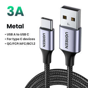 UGREEN USB C Cable 3A USB Type C Quick Charge Cable with 56Ω QC 3.0 Fast Charging for Car Play Samsung S25 S24Ultra Note10 S10 A80 Huawei P30 Nokia 7.1 Redmi Note 7 Nintendo Switch etc Nylon Braided