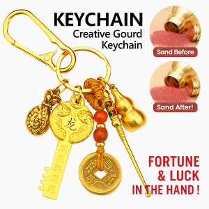 The Twelve Zodiac Animals Gourd Keychain Chinese Zodiac Gourd Keychain Copper Gourd Keychain Gourd Metal Feng Shui Pendant 十二生肖葫芦钥匙扣