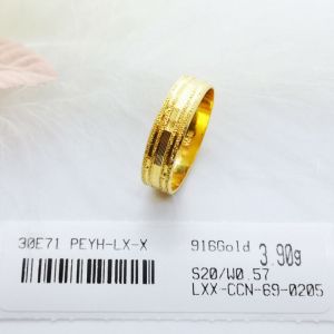 Cincin Belah Rotan Pelbagai Saiz 20 Emas 916 Yon Hing