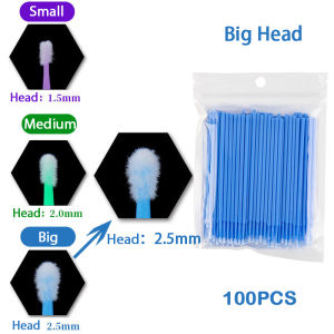 Mini Head Eyelash Extension Clean Brush Disposable Cotton Swab Remover Cleaning Brush Makeup Tools