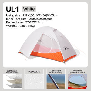 MOBI GARDEN Camping Ultralight Tent Hiking Lightweight Aluminum 1/2/3 Person Cold Mountain UL