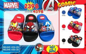 พร้อมส่ง Marvel Spiderman / Captain / Ironman ลิขสิทธ์แท้ % รุ่น ML645 มีไฟ รองเท้าแตะเด็ก ไซส์25-30
