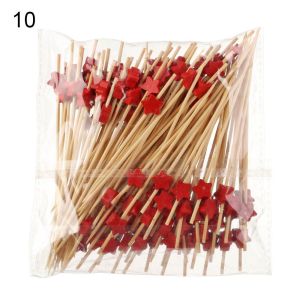GUQIANFANG86 100Pcs Wedding Party Supply Cupcake Fruit Fork Salad Sandwich Toothpicks Toothpick Skewer Handmade Toothpicks Food Fruit tail Decor Fruit Sticks Bamboo Picks