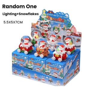 Tulip Home Furnishings Store Christmas Crystal Ball 7 Color Led Light Resin Mini Desktop Decor Santa Snowman Xmas Tree Hand Cranked Drifting Snow Festive Gift