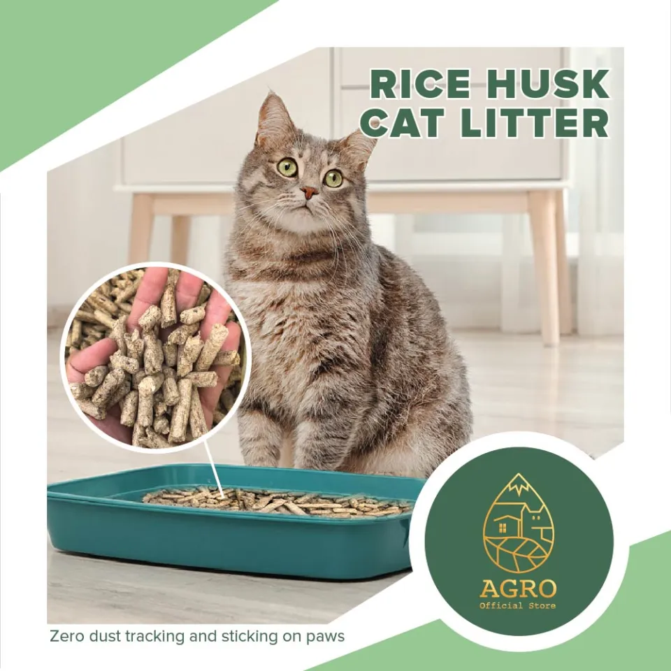 10KG) RICE HUSK/ Wood Pellets CAT LITTER PET TOILET Bedding