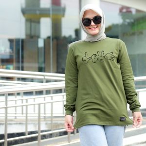 Kaos Lengan Panjang Wanita Bahan Adem Tebal Atasan Jumbo Dewasa Muslimah Hijab Style OOTD