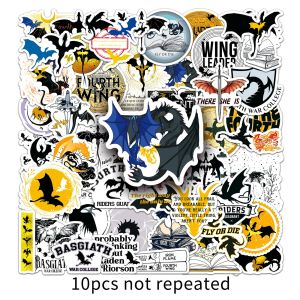 50pcs Fantasy Novel Fourth Wing Sticker Cartoon Personality Creative Graffiti Decoration Laptop Luggage Water Cup Skateboard Motorcycle Car Sticker