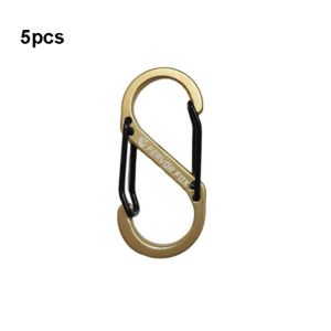 LUSIT 5pcs With Lock S Type Carabiner Aluminum Alloy 3 Colors Mini Keychain Hook High Quality Outdoor Camping Backpack Buckle