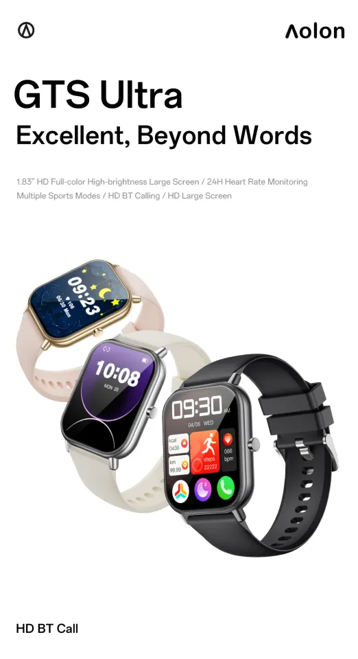 Aolon GTS Smartwatch Pria HD Layar, Deteksi Detak Jantung