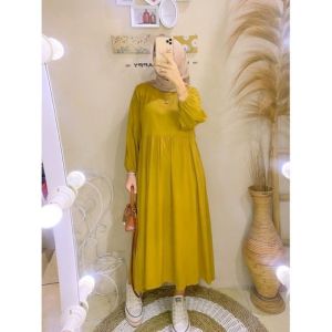 Long Dress Crinkle Air flow Premium Adem Bisa Busui