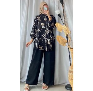 Setelan Kanya Motif Rayon Mix Crinkle Airflow//setelan wanita terbaru 2024//baju setelan wanita terbaru//baju setelan wanita 2024