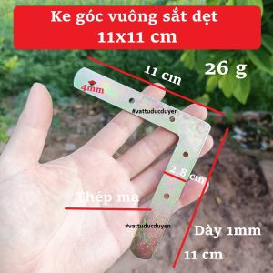 Ke góc vuông (Sắt) dẹt 11x11 cm - Thép mạ đồng - Lỗ 4mm - Dày 1mm - #vattuducduyen