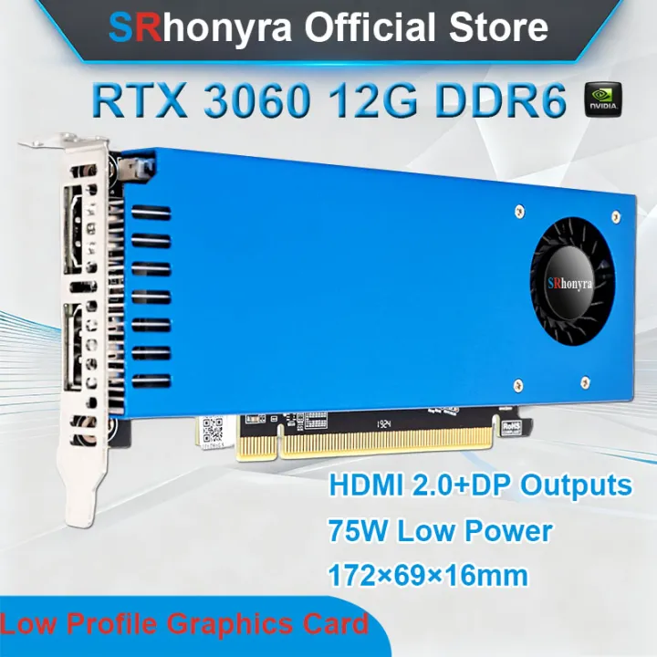 SRhonyra Geforce RTX 3060 12GB Low Profile Graphics Card,GDDR6 192-bit PCIe 4.0 x16 Dual Outputs Compatible with SFF Industrial PC