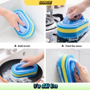 SHNGki Dày Làm sạch bàn chải với xử lý nhà bếp miếng bọt biển lau phòng tắm gạch bồn tắm làm sạch miếng bọt biển nhà loại bỏ vết bẩn công cụ làm sạch