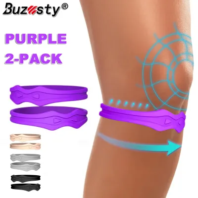 Buzesty 2PCS Silicone Knee Band Patellar Tendon Support Strap Knee Pain Relief & Patella Stabilizer Knee Strap Support for Hiking Soccer Basketball Running Jumpers Knee Tennis Volleyball & Squats