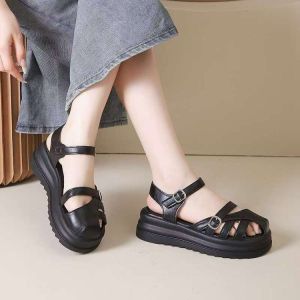 [Free Shipping] WomenS Summer Sandals Breathable And Comfortable For Outdoor Wear With Thick Soles Versatile Roman-Style Design Perfect With Dresses And Featuring A Pig-Cage Style