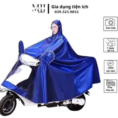 [áo mưa 1 đầu] Áo mưa Phàn Quang Chống thấm Nước 1 đầuÁo Mưa cánh dơi vải dù 2 đầu Phản Quang Xẻ Tà Đi xe máy có kính trong suốt -yenhhhg