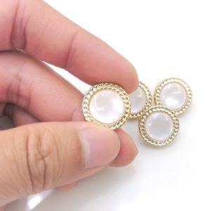 10pcs Fashionable Shank Buttons Opal-like Beautiful Gold Color Round Plastic Buttons Garment Accessories h260610