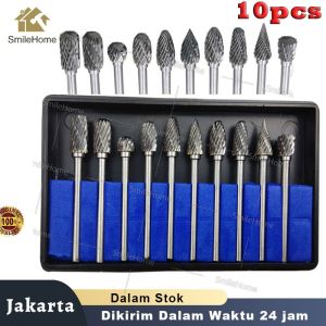 Mata Bor Tungsten Steel Carbide Cone Spiral 10 PCSMata Gerinda MengukirBatang Bor Tungsten Baja Karbida Padat