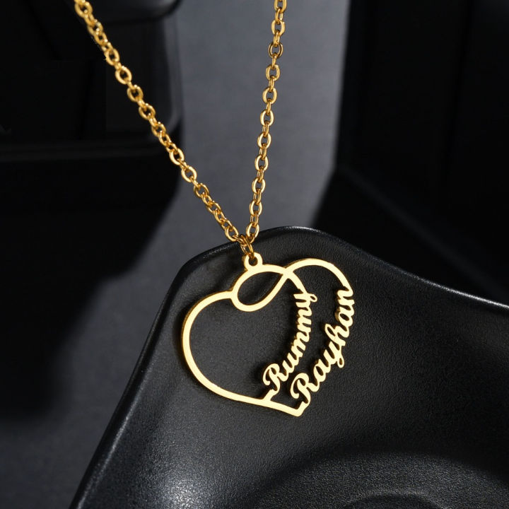 Kalung Liontin Nama Sendiri Love Gold Double Name Lapis Emas 24K