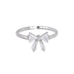Fashionable White Bowknot Zircon Rings Open Rings for Female Shoppers Adjustable Opening for Versatile Fit