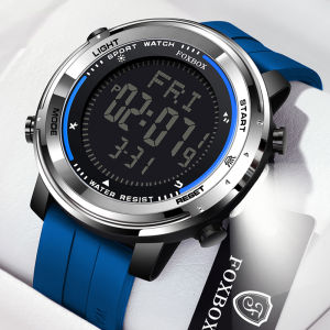 LIGE Sub Brand FOXBOX Fashion Men Watch Digital Movement LED Light 5Bar Waterproof Alarm Clock Quartz Watches + Box