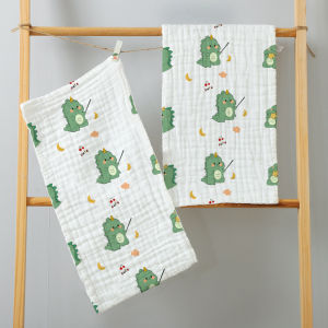 Cute Dragon Printed Muslin Baby Towel Soft 6-Layer Cotton Bib for Newborns and Toddlers