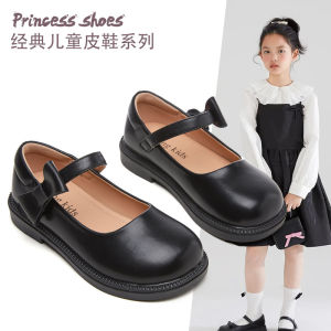 YUAAE Girlsprincess shoes childrens spring and autumn bow leather shoes low-top student performance etiquette leather shoes