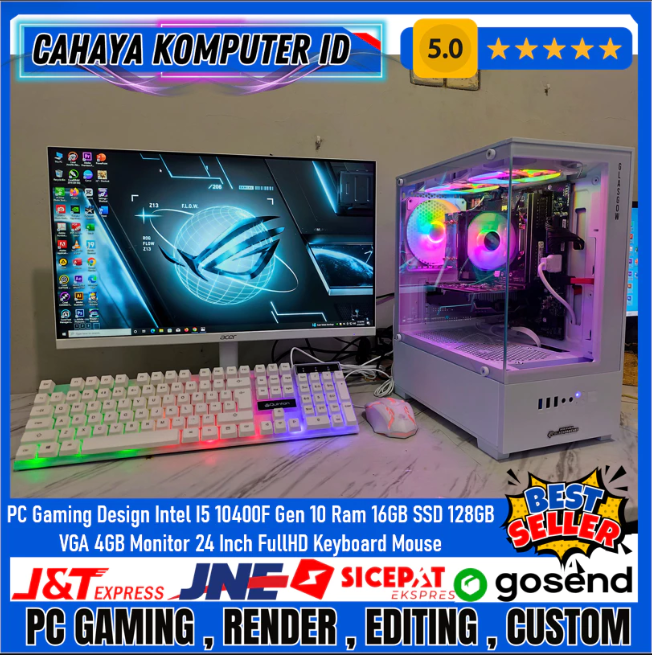 PC Gaming Editing Intel Core I5 10400F Gen 10 Ram 16GB SSD 128GB