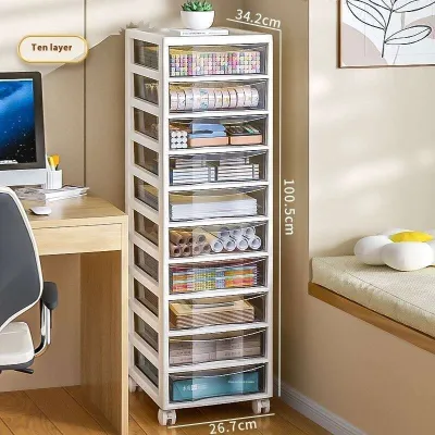 Cabinet Drawer with Wheels Multi-layer Drawer Organizer Storage Box Stationery Rack Plastic Drawer
