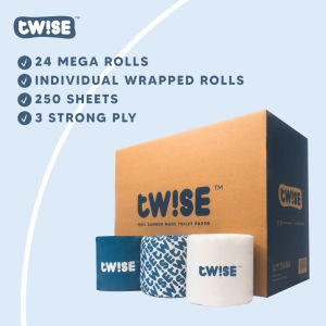 TWISE 100% Bamboo Made Toilet Paper 3-Ply 250 Sheets x 24 Rolls