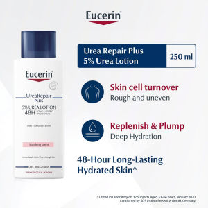 Eucerin UreaRepair PLUS 5% Urea Body Lotion 250ml – Relieves Tight Dryness & Rough "Chicken Skin" (Keratosis Pilaris) Instantly 48h Moisture + Restores Lipid Barrier