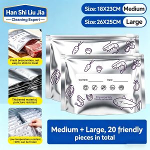 30PCS Reusable Aluminum Foil Food Storage Bags Leakproof Freezer Safe Stand Up Zip