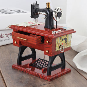 438178 ZXC Sewing Machine Music Box Retro Sewing Clockwork Home Crafts Decoration Gift