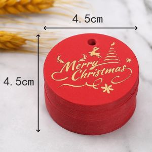 QINJUE 100Pcs Round Shaped Christmas Tags Handmade White Red Paper Cake Decor Tag Creative Hanging Decoration Packaging Decoration Tags Festive  Party Supplies