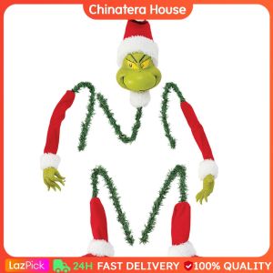 5PCS Stole Stuffed Stuck Topper Garland Ornament Grinch Xmas for Christmas Tree