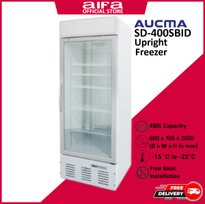 Aucma SD-400SBID Display Freezer 480L capacity Clear glass display Adjustable shelves